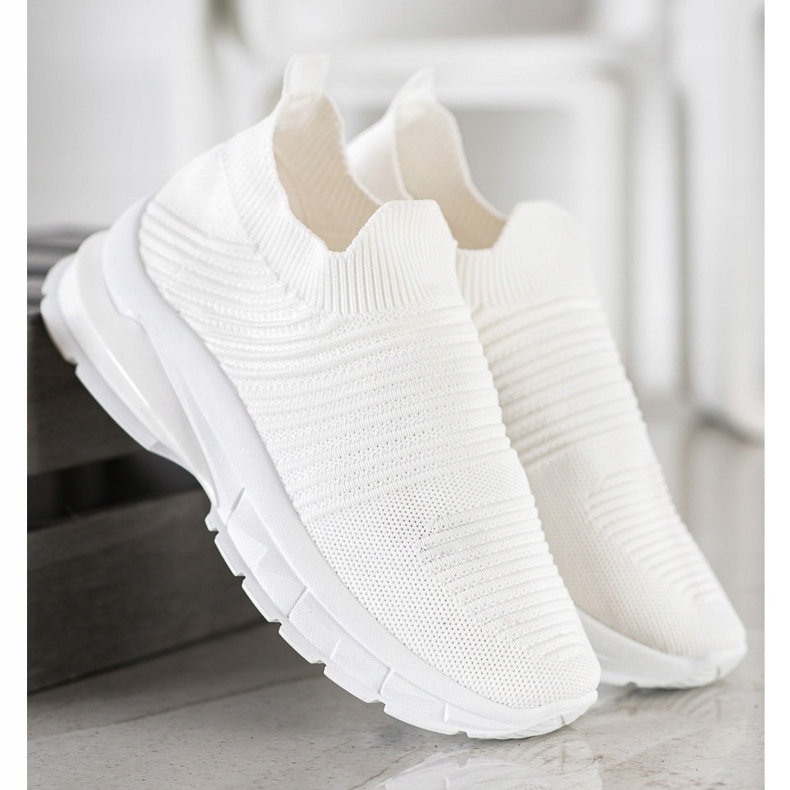 SHELOVET Sneakers slip-on in tessuto bianca 2