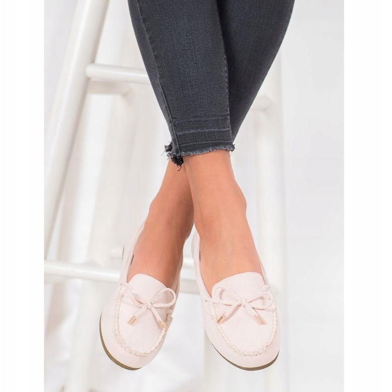 Super Me Mocassini in pelle scamosciata beige 2