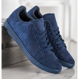 SHELOVET Sneakers in camoscio blu navy 1