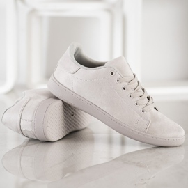 SHELOVET Sneakers in pelle scamosciata grigie grigio 2
