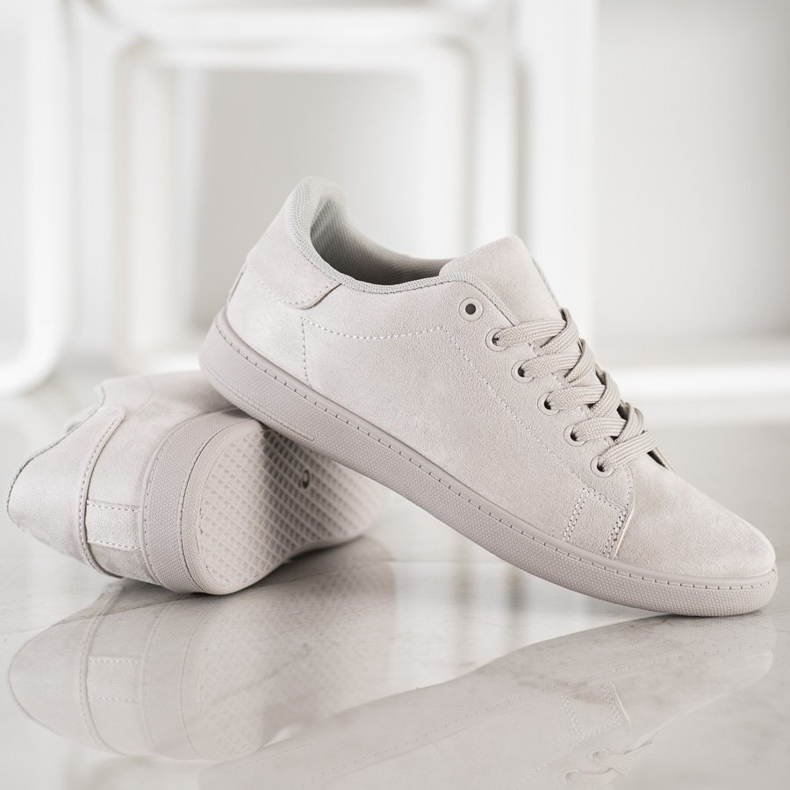 SHELOVET Sneakers in pelle scamosciata grigie grigio 2