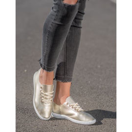 SHELOVET Sneakers Dorate Con Ecopelle d'oro 1