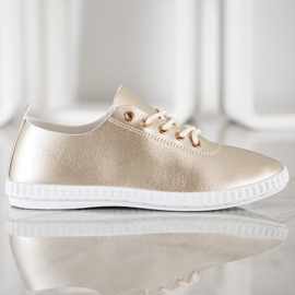 SHELOVET Sneakers Dorate Con Ecopelle d'oro 2
