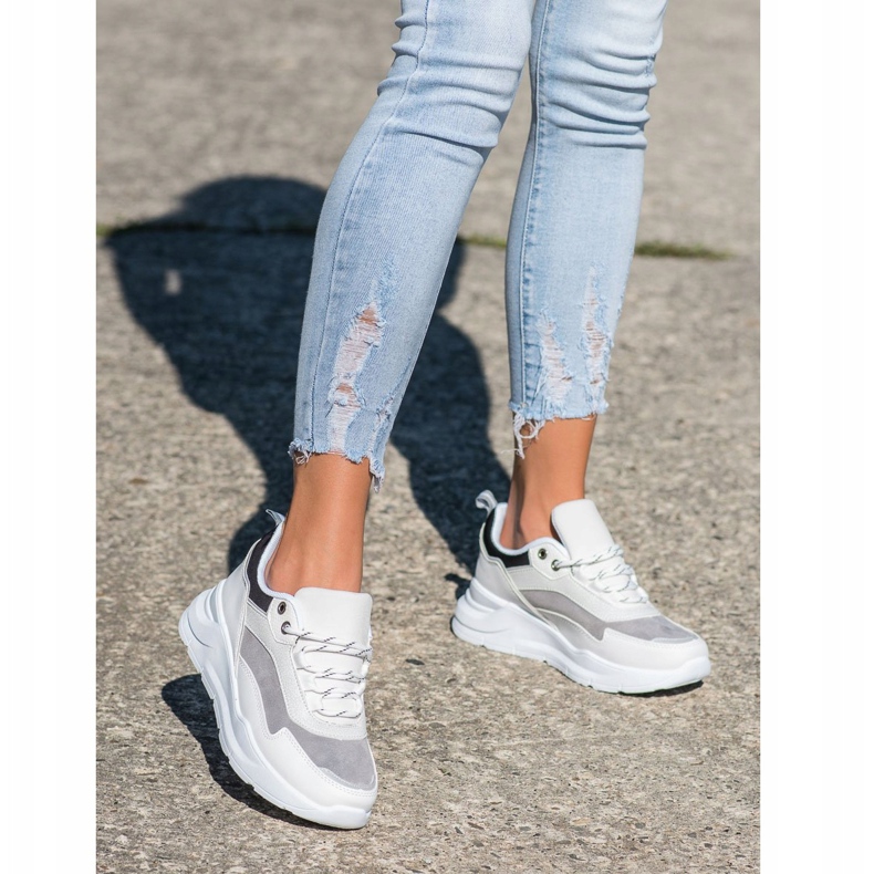 SHELOVET Sneakers allacciate alla moda bianco 2