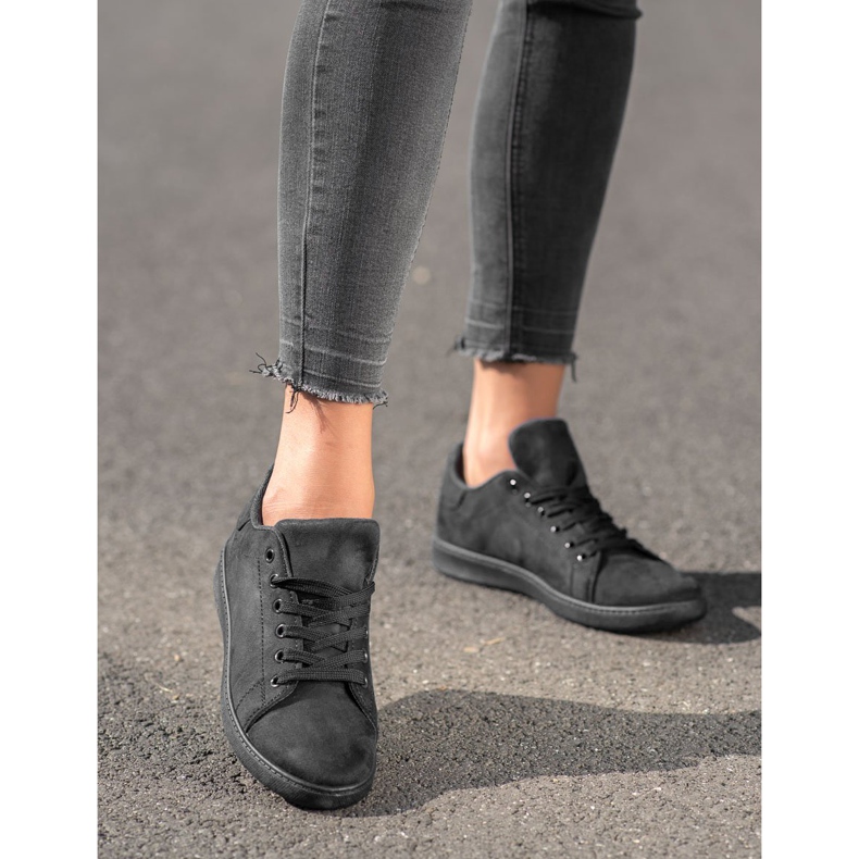 SHELOVET Sneakers in pelle scamosciata nera nero 2