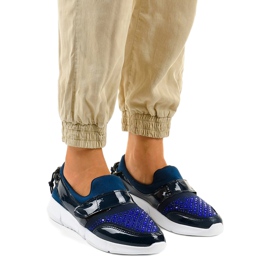 Scarpe sportive slip-on blu navy B120-3 1