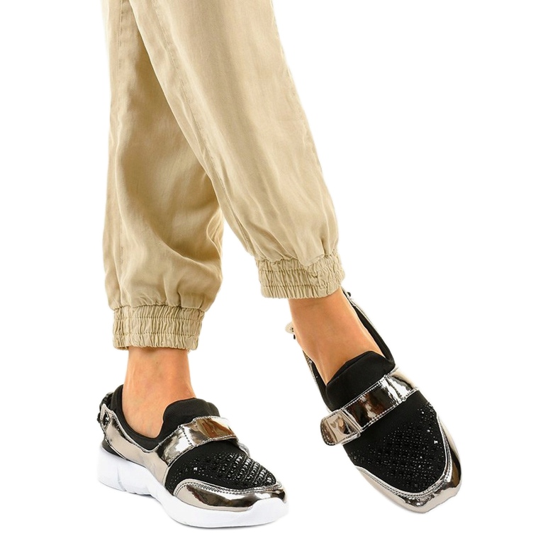 Scarpe sportive slip-on nere e oro B120-2 nero d'oro 2