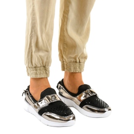 Scarpe sportive slip-on nere e oro B120-2 nero d'oro 1