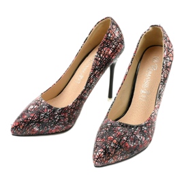 Stiletti a fiori neri 0116-1 nero multicolore 2