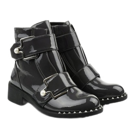 Stivali da donna in vernice grigia con borchie Morris grigio 2