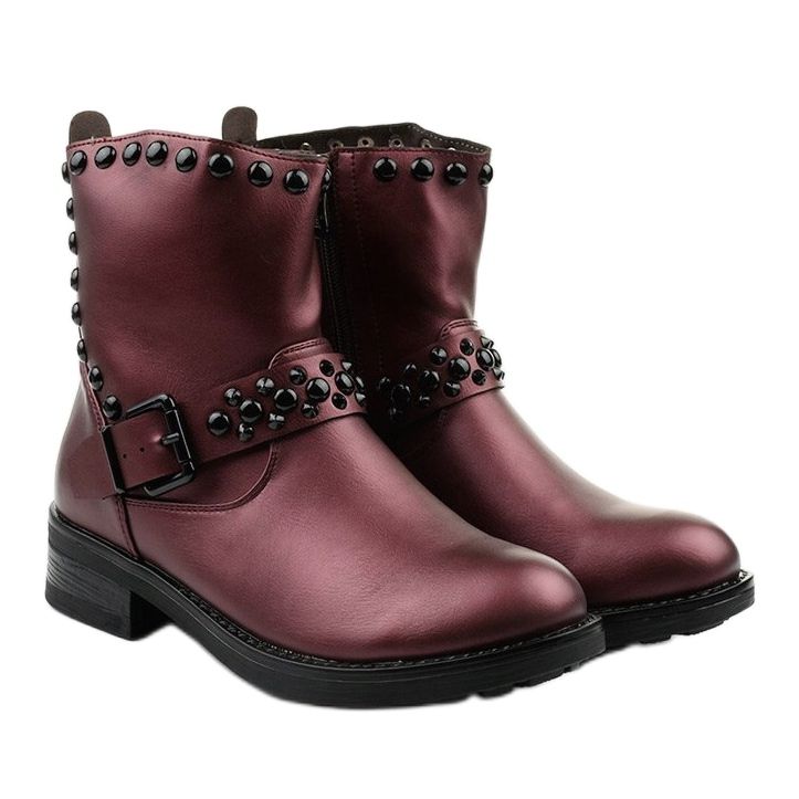 Stivali marroni da donna con Morning litas rosso 2