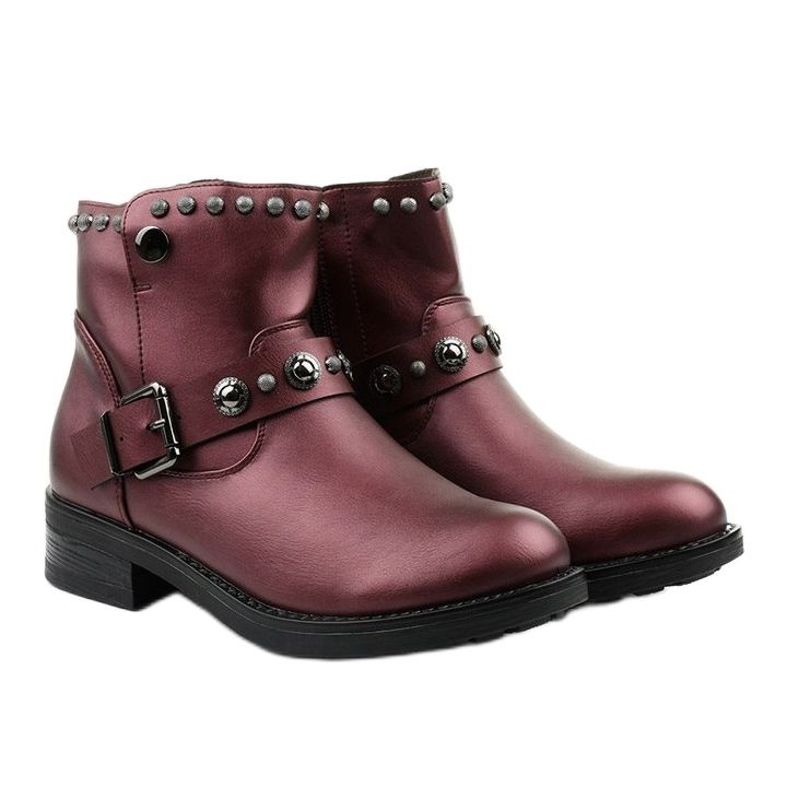 Stivali bordeaux da donna con lettere di Eira rosso 2