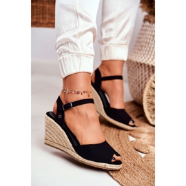 Sandali da donna su una zeppa intrecciata Big Star Black DD274A209 nero 3
