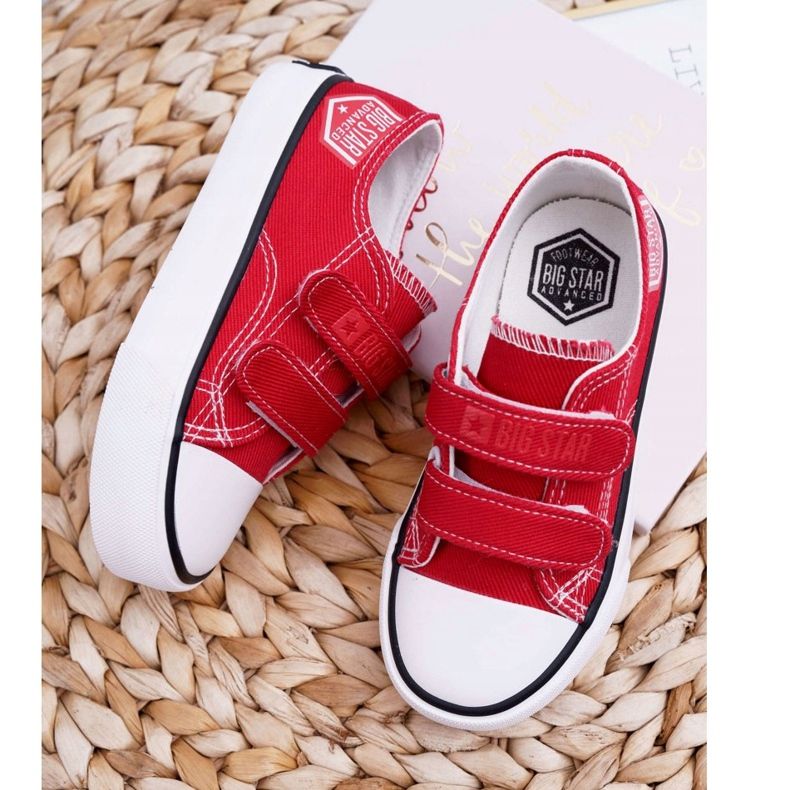Sneakers Bambini Big Star Con Velcro Rosse FF374063 bianco rosso 2