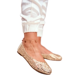 Lu Boo Ballerine da donna in oro traforato intrecciato Carry d'oro 2