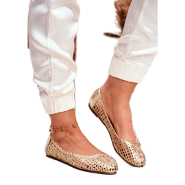 Lu Boo Ballerine da donna in oro traforato intrecciato Carry d'oro 1