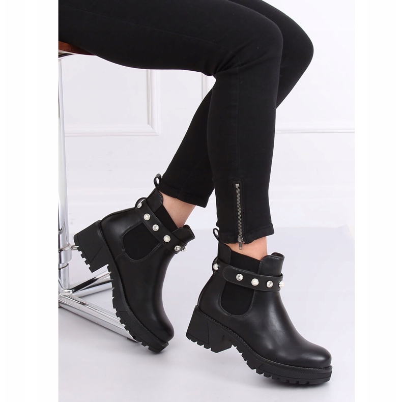 Stivaletti Chelsea neri con suola spessa 8039-GA Black nero 1