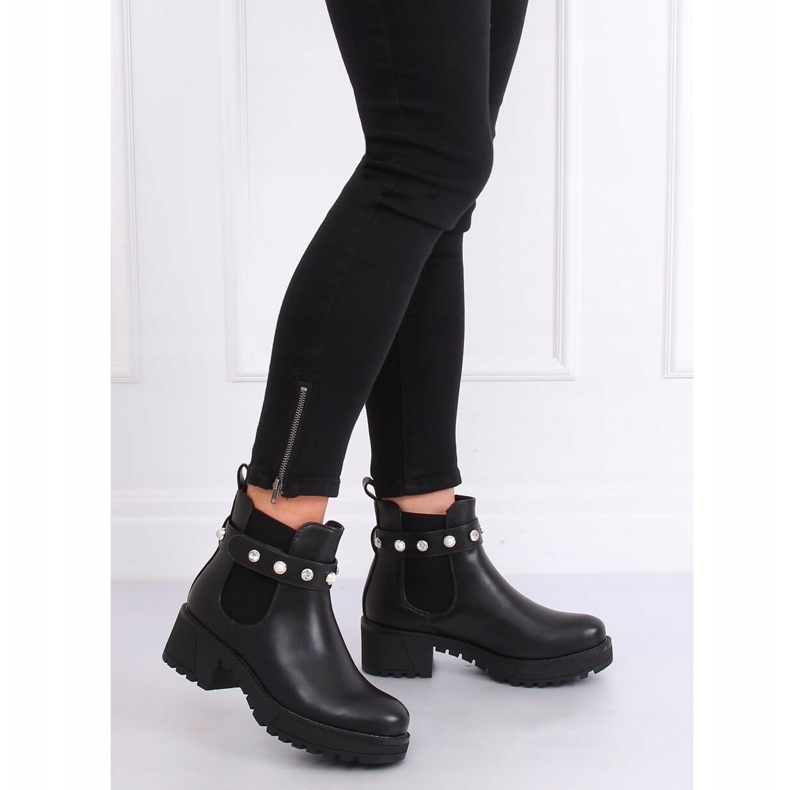 Stivaletti Chelsea neri con suola spessa 8039-GA Black nero 2