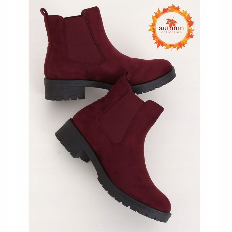 Stivaletti Chelsea marrone da donna JY2000 Borgogna rosso 1