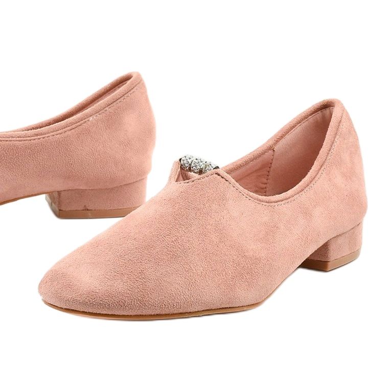 Scarpe slip-on rosa con zirconi LL-96P 1