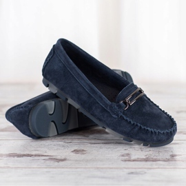 Filippo Mocassini in pelle blu navy blu 2