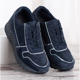 Filippo Sneakers In Pelle Con Platform Glitter blu 1