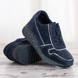 Filippo Sneakers In Pelle Con Platform Glitter blu 2