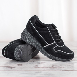 Filippo Sneakers In Pelle Con Platform Glitter nero 1