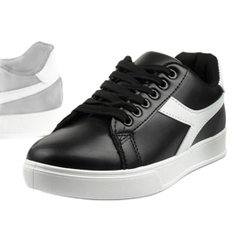 Sneakers da donna eleganti nere LV99P-1 bianco nero 1