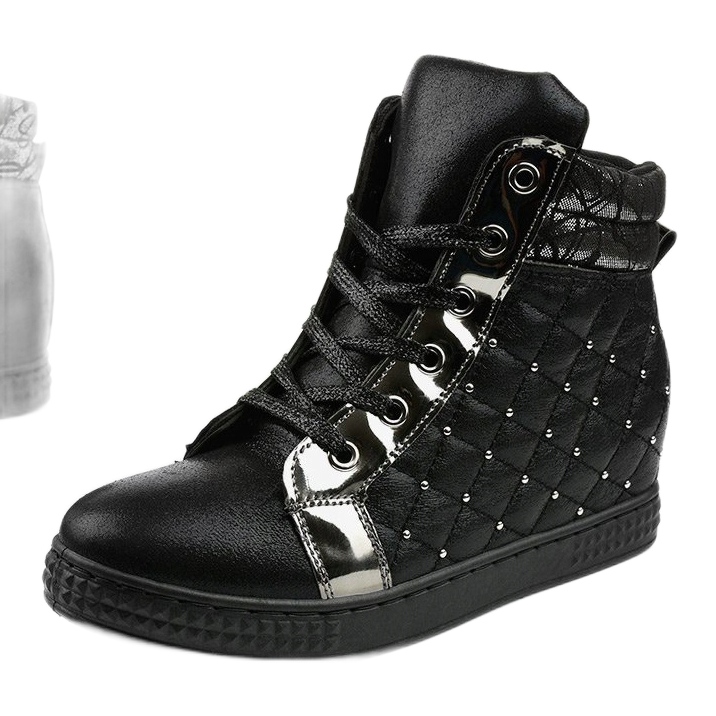 Sneakers nere sulla zeppa R468-2 nero 1