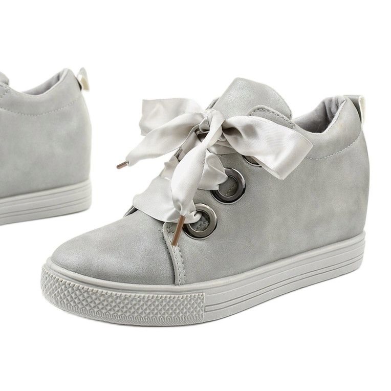 Sneakers grigie su una zeppa con nastro Sherene grigio 1