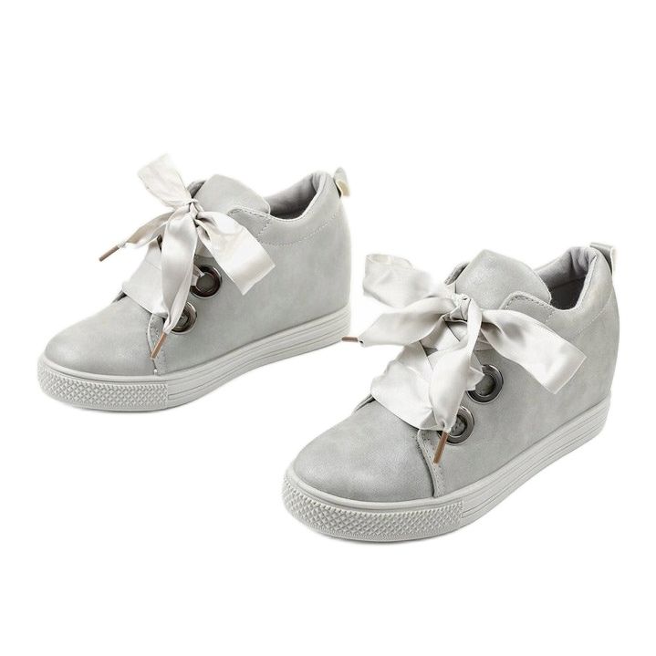 Sneakers grigie su una zeppa con nastro Sherene grigio 2