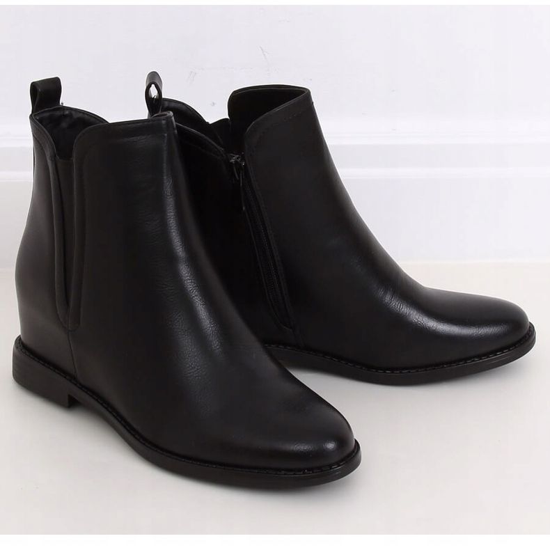 Stivaletti Chelsea neri con tacco nascosto 0-361 Black nero 1