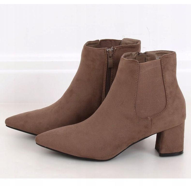 Stivali tacco basso beige scuro W27012 Khaki cachi 1