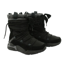 Stivali da neve Big Star Sport su pelliccia GG274628 nero grigio 4