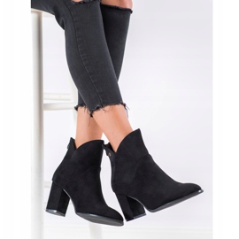 SHELOVET Stivali con tacco alto in camoscio nero 1
