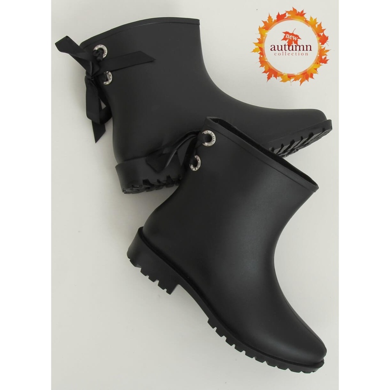 Nero DC12 Galosce da donna nere con fiocco 1