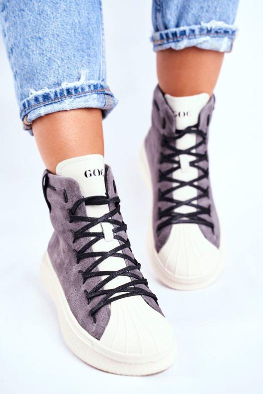 Scarpe sportive da donna in pelle GOE Grey GG2N3049 grigio 2