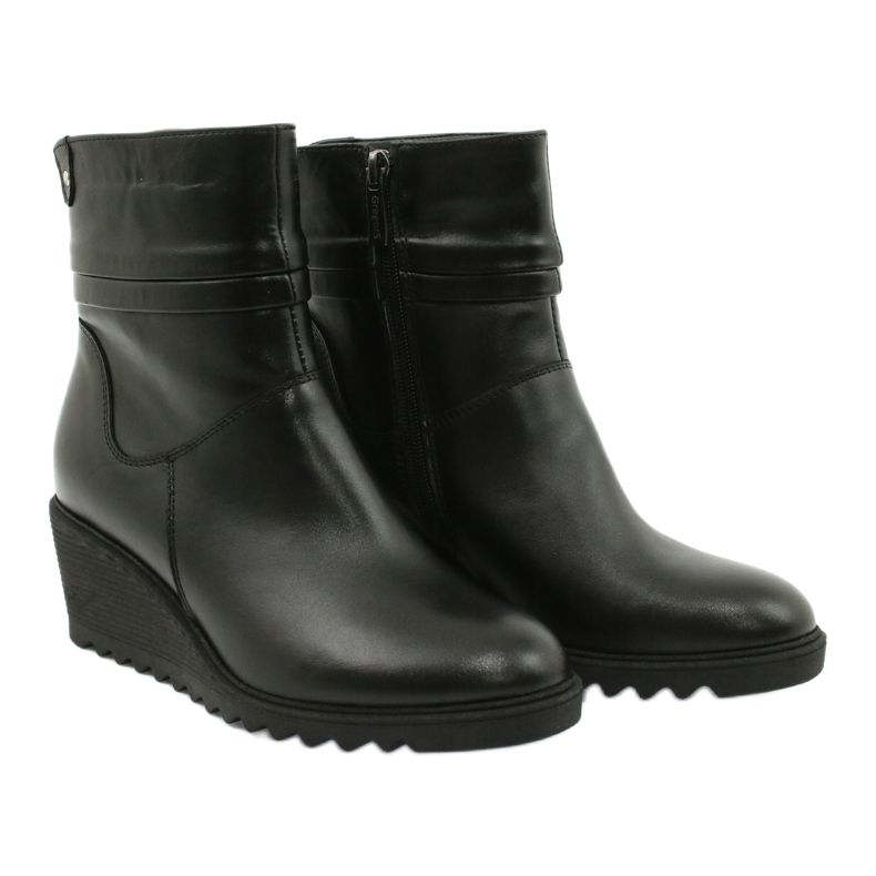 Gregors Stivali di pelle da donna con zeppe neri 893 nero 4