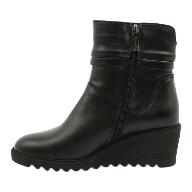 Gregors Stivali di pelle da donna con zeppe neri 893 nero 1
