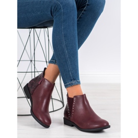 Small Swan Stivali bordeaux con stampa serpente rosso 1