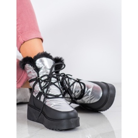 Bella Paris Stivali da neve alla moda argento grigio 1