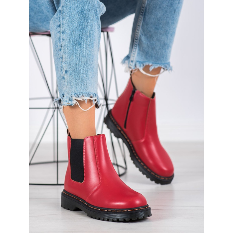 SHELOVET Stivali Chelsea Sulla Piattaforma rosso 2