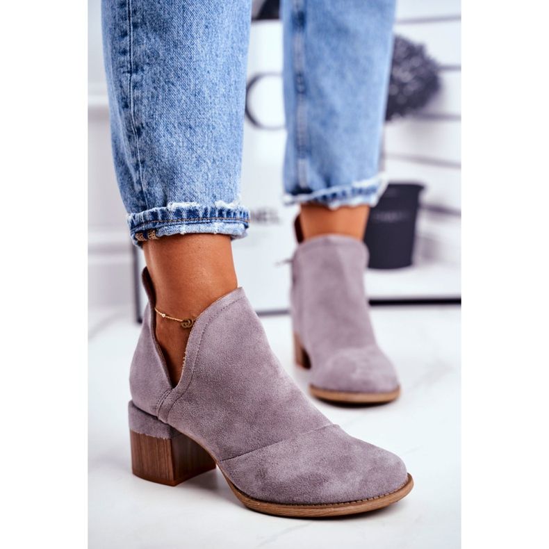 Stivali da donna con tacco alto cut out grigio mini meliori 2