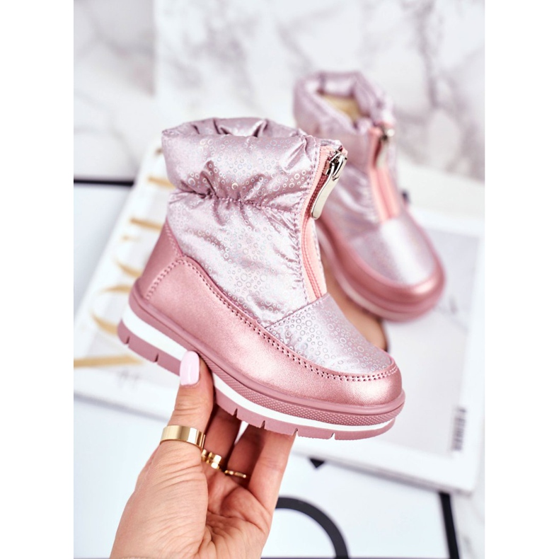 WEESTEP Stivali da neve per bambini riscaldati con bolle di lana rosa 1