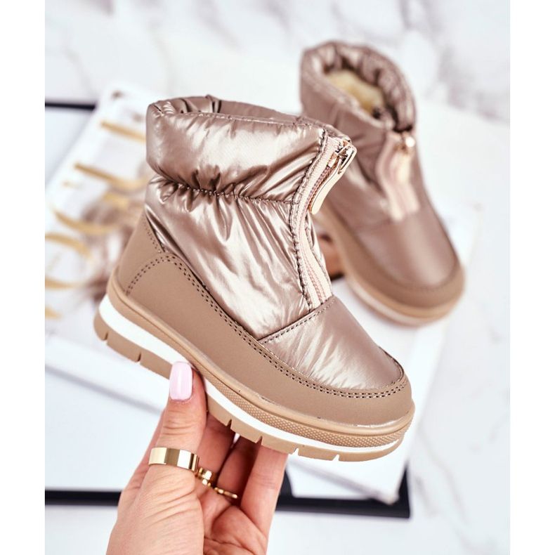 WEESTEP Stivali da neve caldi in lana per bambini Golden Bubbles d'oro 2