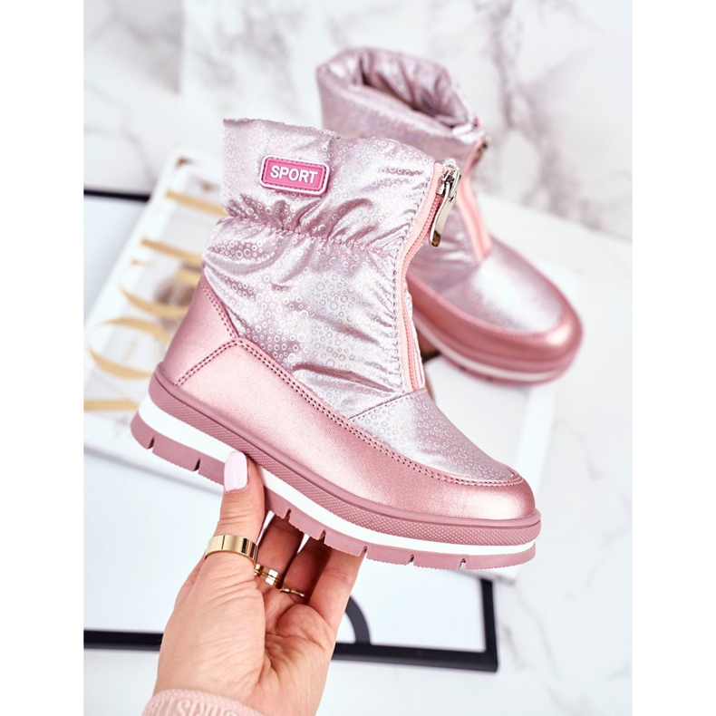 WEESTEP Stivali da neve per bambini riscaldati con bolle di lana rosa 1