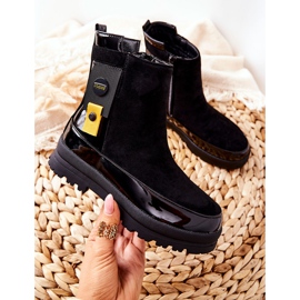 Apawwa Stivali da bambino laccati in camoscio nero My Lovely 2