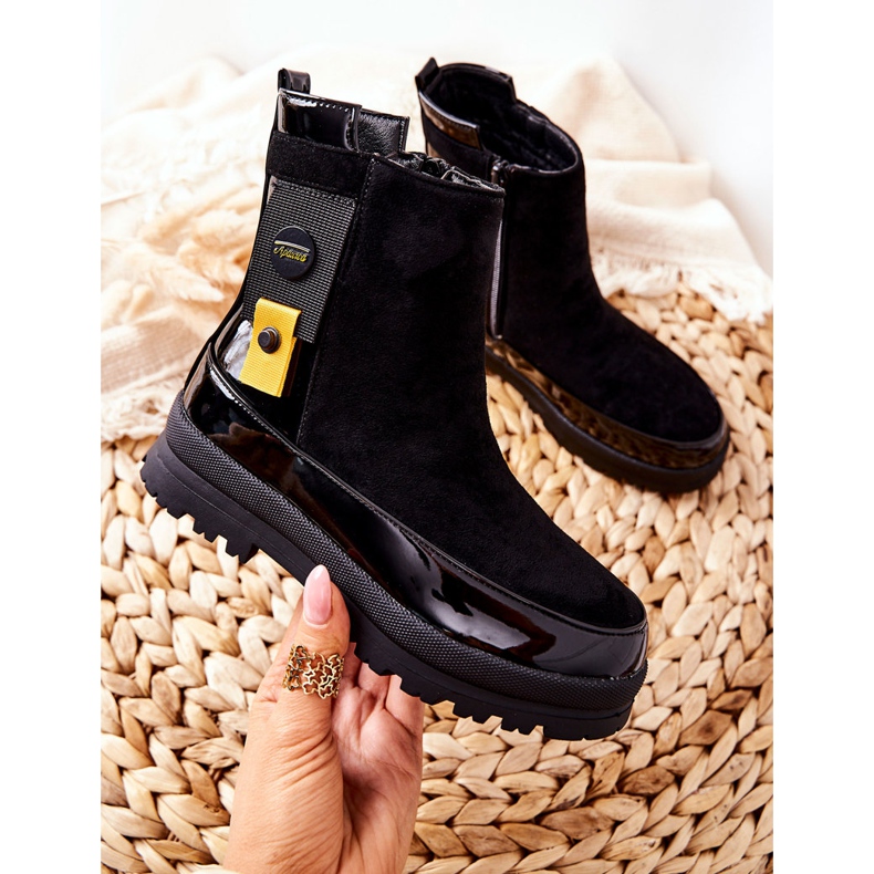 Apawwa Stivali da bambino laccati in camoscio nero My Lovely 2
