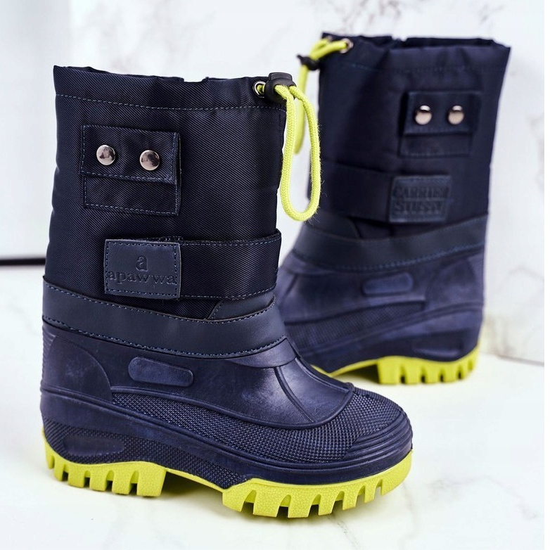Apawwa Stivali da neve per bambini riscaldati con pelliccia blu navy inverno caldo 1